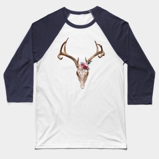 Deer skull with flowers Baseball T-Shirt